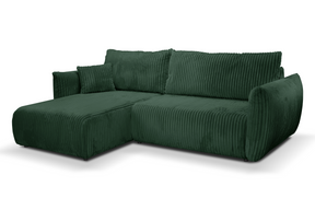 Divano letto angolare in tessuto cannettato Parigi 257x111/177 cm