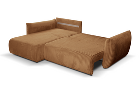 Divano letto angolare in tessuto cannettato Parigi 257x111/177 cm