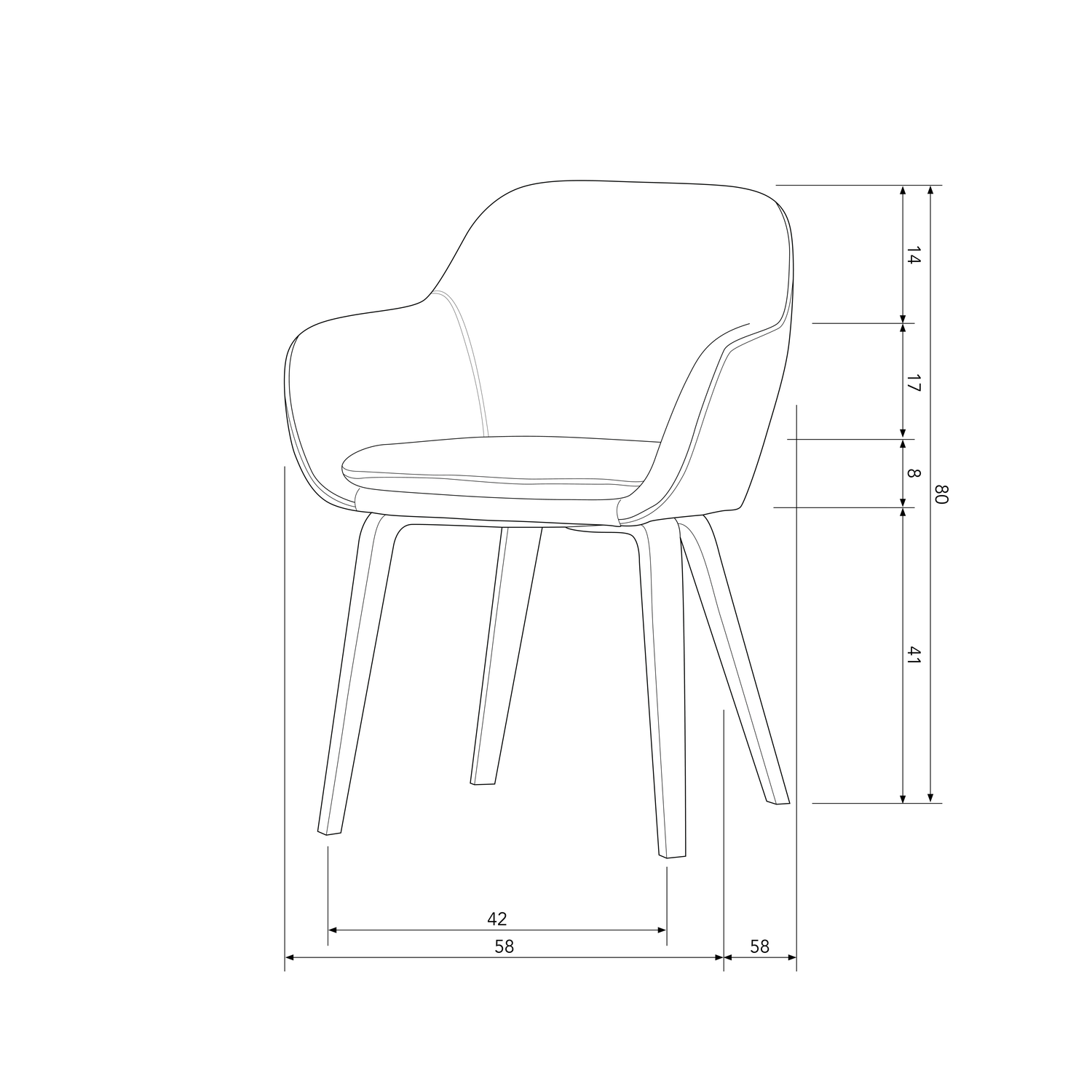 Set di 2 sedie in tessuto Duet 58x80 cm