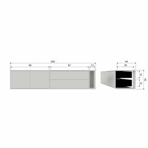 Mobile TV  2 ante 2 cassetti in legno di pino Settle Down 45x200 cm