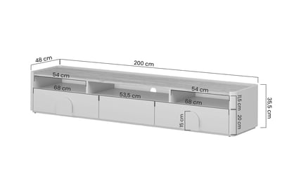Mobile TV 1 anta 2 cassetti Amilio 200 cm