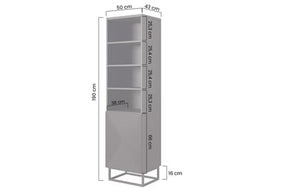 Libreria 1 anta con piede in metallo Asha 50x190 cm