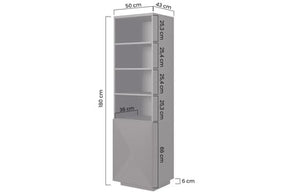 Libreria 1 anta Asha 50x180 cm