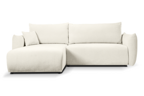 Divano letto angolare in tessuto cinigliato bianco Parigi 257x111/177 cm