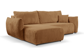 Divano letto angolare in tessuto cannettato Parigi 257x111/177 cm