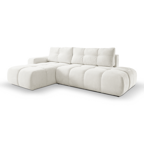 Divano letto angolare in tessuto cinigliato bianco Vienna 286x177 cm