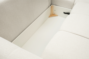 Divano letto angolare in tessuto bouclè Dublino 257x111/177 cm