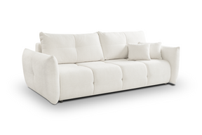 Divano letto in tessuto bouclè bianco Lisbona 245x110/144 cm