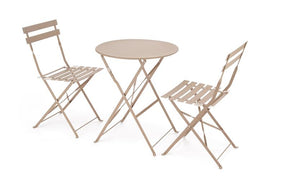 Set da giardino acciaio verniciato a polvere cappuccino da 3 pezzi Nama