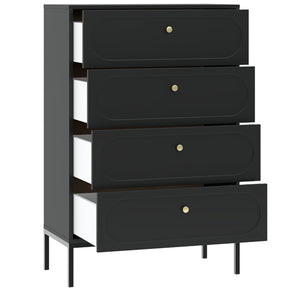 Cassettiera 4 cassetti con gamba in metallo nero Alma 75x115 cm