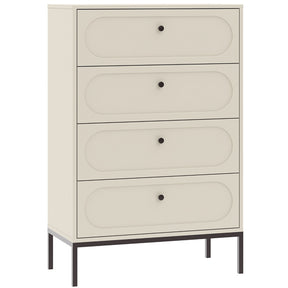 Cassettiera 4 cassetti con gamba in metallo nero Alma 75x115 cm