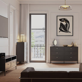 Cassettiera 6 cassetti con gamba in metallo nero Alma 150x92 cm