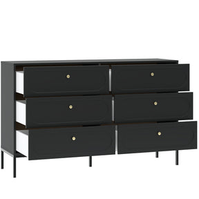 Cassettiera 6 cassetti con gamba in metallo nero Alma 150x92 cm