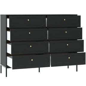 Cassettiera 8 cassetti con gamba in metallo nero Alma 150x115 cm