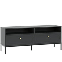 Mobile TV 2 cassetti con gamba in metallo nero Alma 150x60 cm