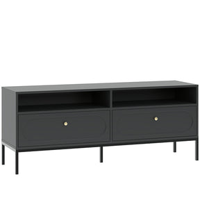 Mobile TV 2 cassetti con gamba in metallo nero Alma 150x60 cm
