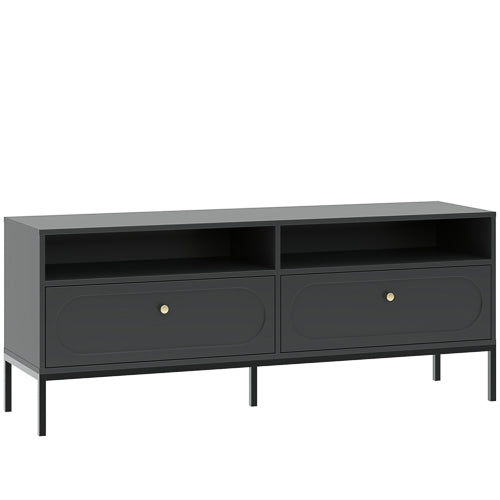 Mobile TV 2 cassetti con gamba in metallo nero Alma 150x60 cm