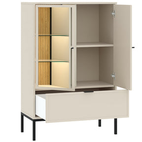 Vetrina 2 ante 1 cassetto con LED integrato Oslo