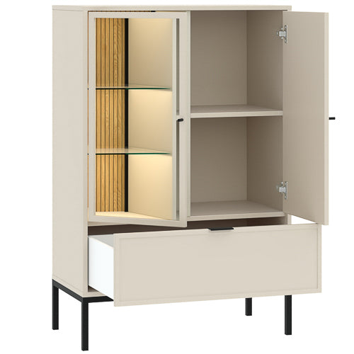 Vetrina 2 ante 1 cassetto con LED integrato Oslo