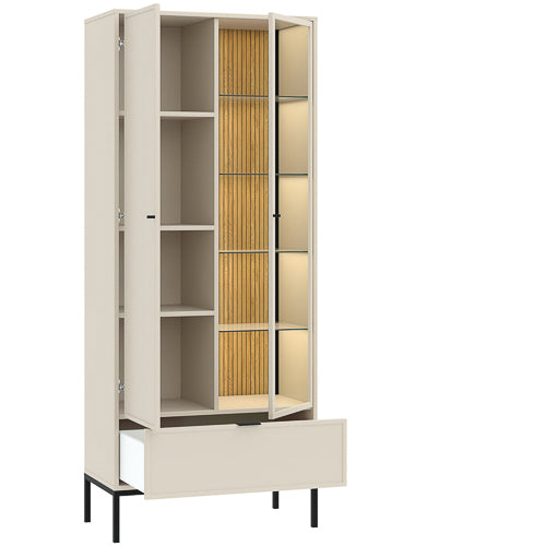 Vetrina 2 ante 1 cassetto con LED integrato Oslo