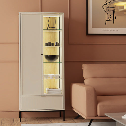 Vetrina 2 ante 1 cassetto con LED integrato Oslo