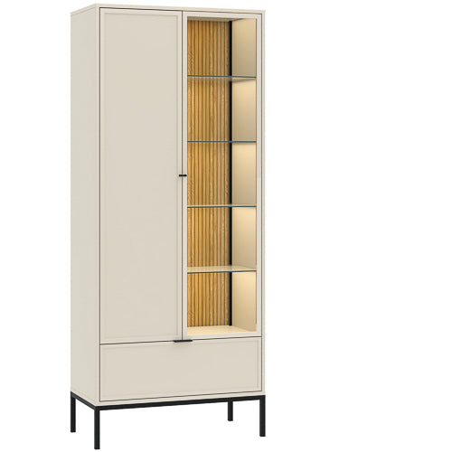 Vetrina 2 ante 1 cassetto con LED integrato Oslo