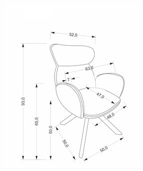 Sedia girevole in legno massello Nyla 63x64 cm