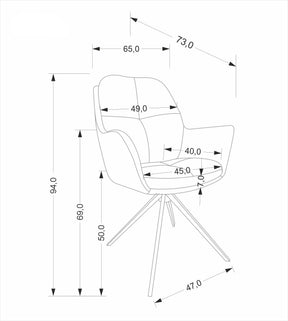 Sedia girevole in acciaio Lavy 65x94 cm