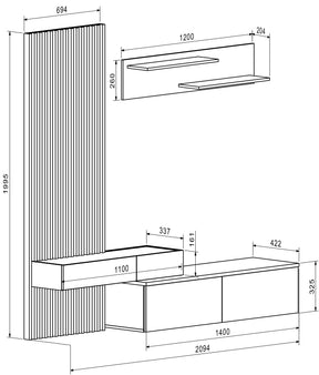 Parete attrezzata - set di 4 elementi Conny
