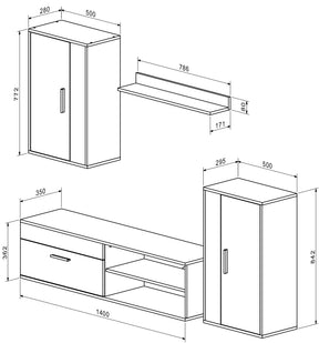 Parete attrezzata - set di 4 elementi Benson