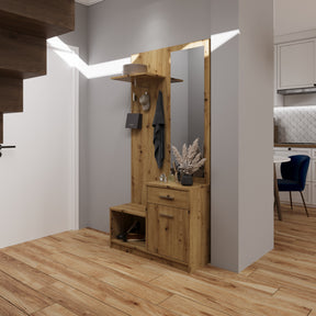 Appendiabiti con scarpiera e specchio integrato 1 anta 1 cassetto Talia 89x183 cm