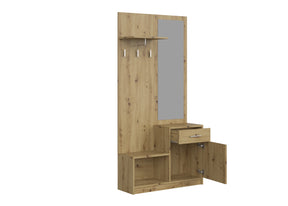 Appendiabiti con scarpiera e specchio integrato 1 anta 1 cassetto Talia 89x183 cm