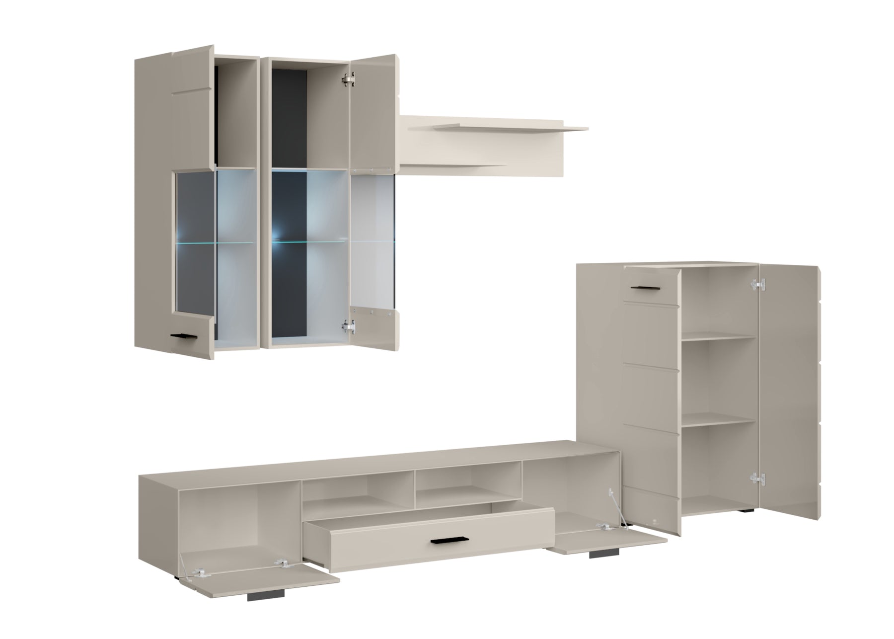 Parete attrezzata cashmere - set di 4 elementi Arden