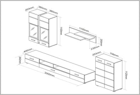 Parete attrezzata cashmere - set di 4 elementi Arden