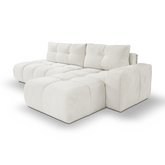 Divano letto angolare in tessuto cinigliato bianco Vienna 286x177 cm