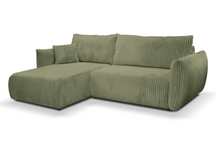 Divano letto angolare in tessuto cannettato Parigi 257x111/177 cm