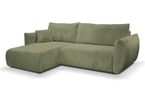 Divano letto angolare in tessuto cannettato Parigi 257x111/177 cm