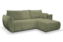 Divano letto angolare in tessuto cannettato Parigi 257x111/177 cm