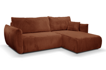 Divano letto angolare in tessuto cannettato Parigi 257x111/177 cm