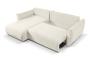 Divano letto angolare in tessuto cinigliato bianco Parigi 257x111/177 cm