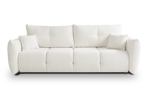 Divano letto in tessuto bouclè bianco Lisbona 245x110/144 cm