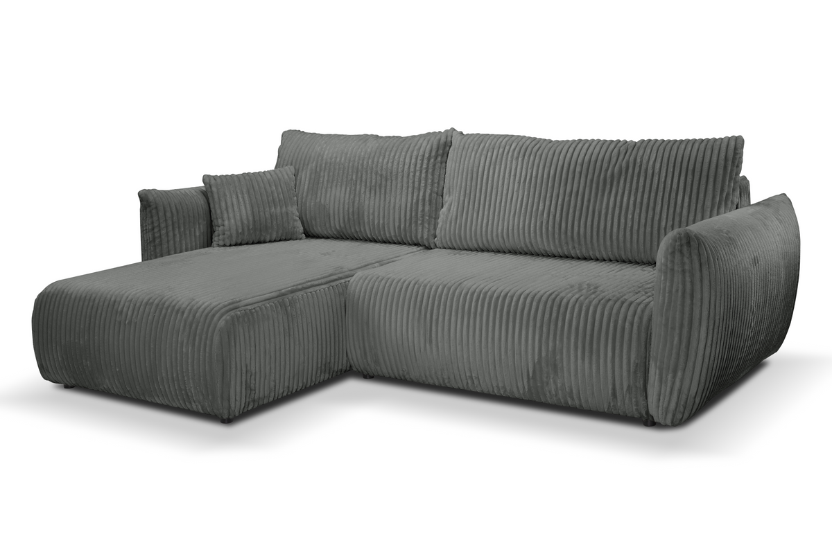 Divano letto angolare in tessuto cannettato Parigi 257x111/177 cm
