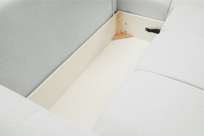 Divano letto angolare in tessuto bouclè Dublino 257x111/177 cm