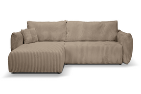 Divano letto angolare in tessuto cannettato Parigi 257x111/177 cm