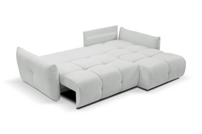 Divano letto angolare in tessuto bouclè Dublino 257x111/177 cm