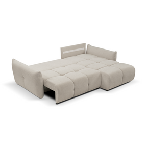 Divano letto angolare in tessuto bouclè Dublino 257x111/177 cm