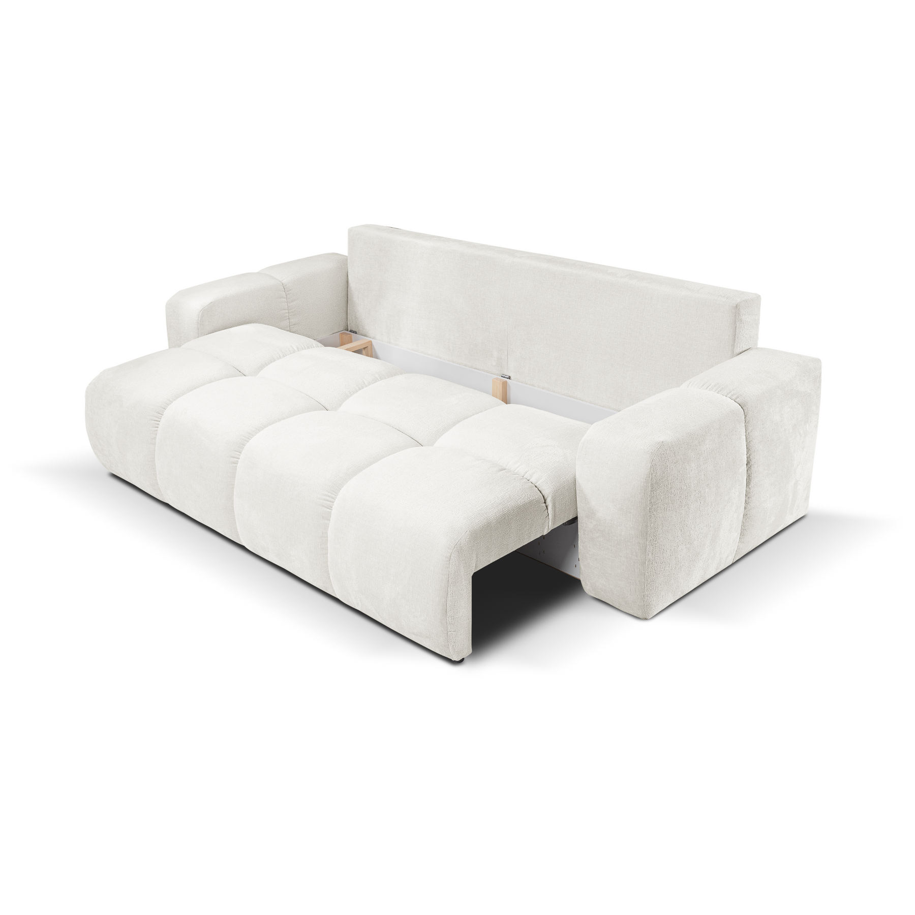 Divano letto in tessuto cannettato Vienna 259x99/149 cm