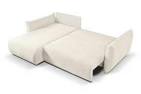 Divano letto angolare in tessuto cinigliato bianco Parigi 257x111/177 cm