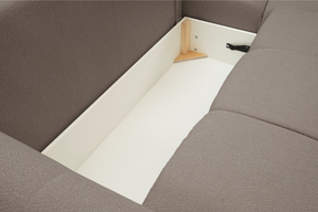 Divano letto angolare in tessuto bouclè Dublino 257x111/177 cm
