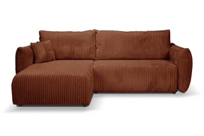 Divano letto angolare in tessuto cannettato Parigi 257x111/177 cm
